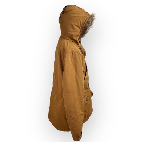 Vintage Men's tan parka, Large. Barn coat field jacket utility jacket faux fur - Picture 4 of 12